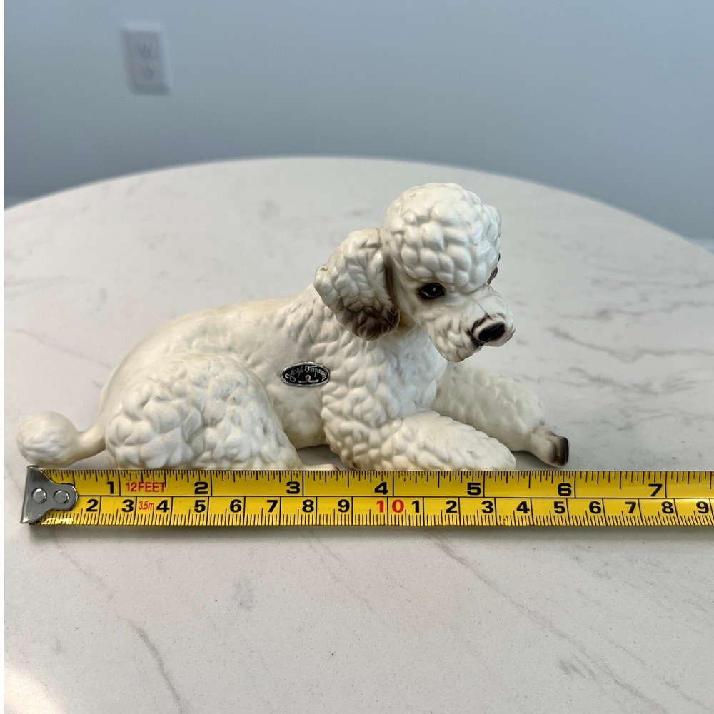 Vintage Josef Originals White Poodle Ceramic Figurine Reclining Japan MCM Dog - Picture 11 of 11